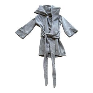 KANIA Women's Cotton Hooded Tie Waist Sweatshirt Jacket Taupe Size Extra Small